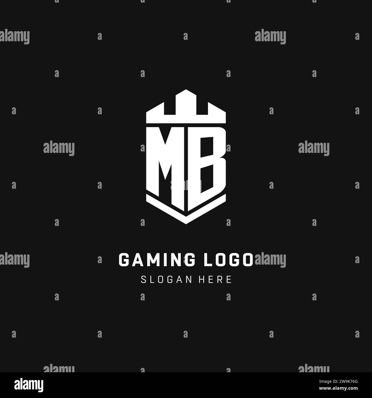 Initiale du logo MB monogramme avec dessin vectoriel de style couronne et protection de bouclier Illustration de Vecteur