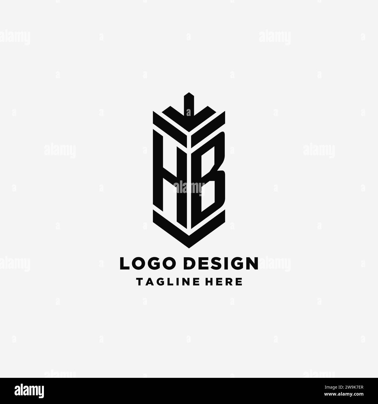 Initiales HB Shield logo design, graphique vecteur d'inspiration de logo monogramme créatif Illustration de Vecteur