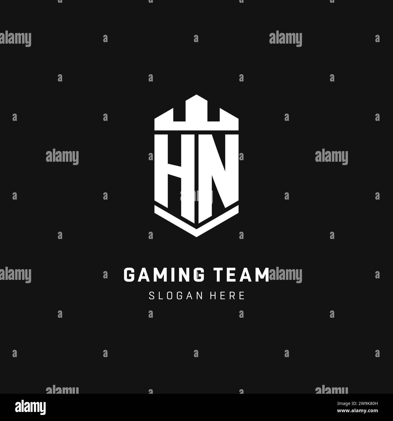 Initiale du logo monogramme HN avec dessin vectoriel de style couronne et protection de bouclier Illustration de Vecteur