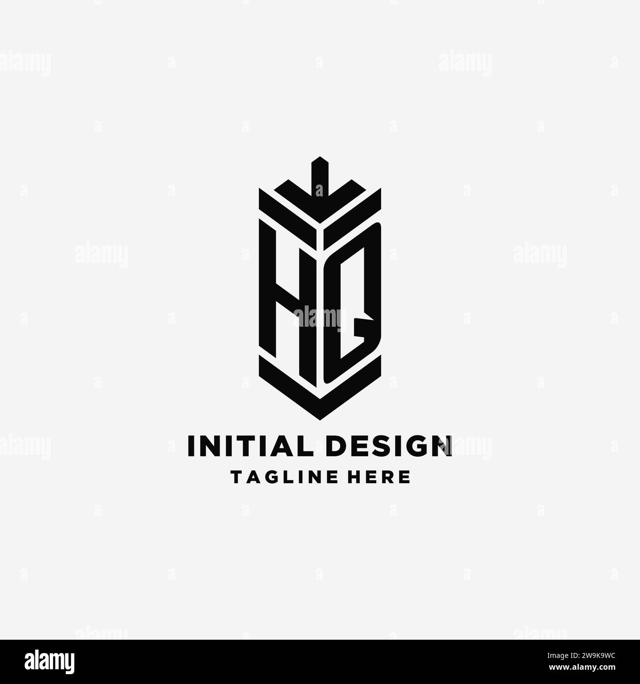Initiales HQ logo Shield design, graphique vecteur d'inspiration de logo monogramme créatif Illustration de Vecteur