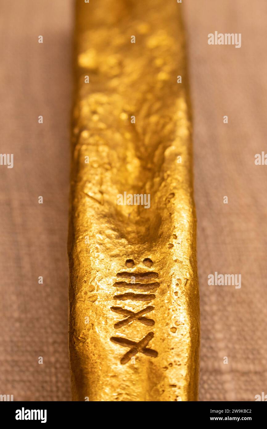 Barre d'or espagnol du galion Atocha, Mel Fisher Maritime Museum, Key West, Floride Banque D'Images Barre d'or espagnol du galion Atocha, Mel Fisher Maritime Museum, Key West, Floride Banque D'Images