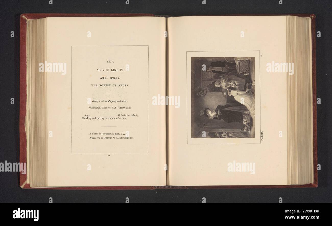 Production photographique d'une estampe à une peinture de Robert Smirke, vous proposant une scène de William Shakespeare, Stephen Ayling, d'après Peltro William Tomkins, d'après Robert Smirke, c. 1854 - dans ou avant 1864 photographie vous pouvez voir une imagination de l'acte II, scène 7 ; sept âges de l'homme. Londres support photographique albumen imprimer des œuvres spécifiques de la littérature Banque D'Images