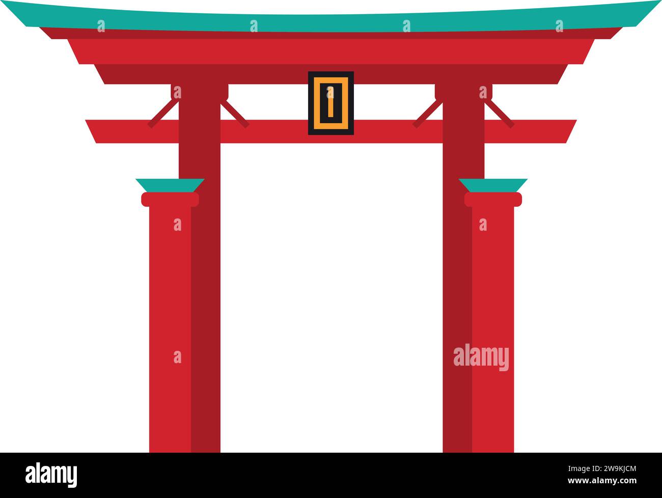 Dessin plat coloré simple de la PORTE TORII, JAPON Illustration de Vecteur