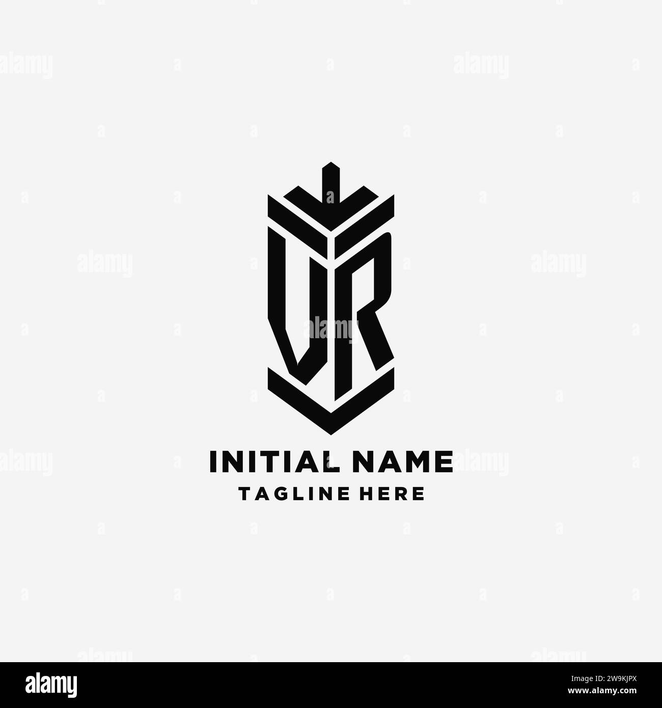 Initiales VR Shield logo design, graphique vectoriel d'inspiration de logo de monogramme créatif Illustration de Vecteur