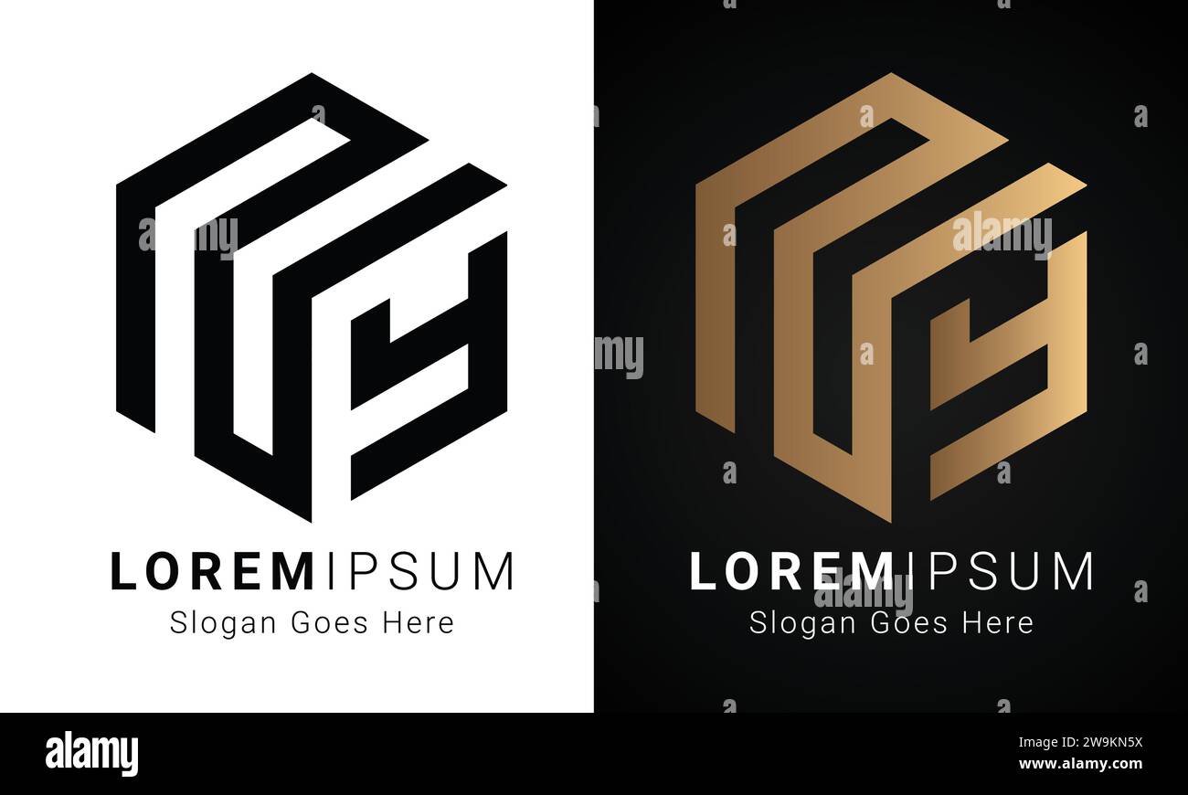 Design initial de luxe NY ou YN Monogram Text Letter logo Design Illustration de Vecteur