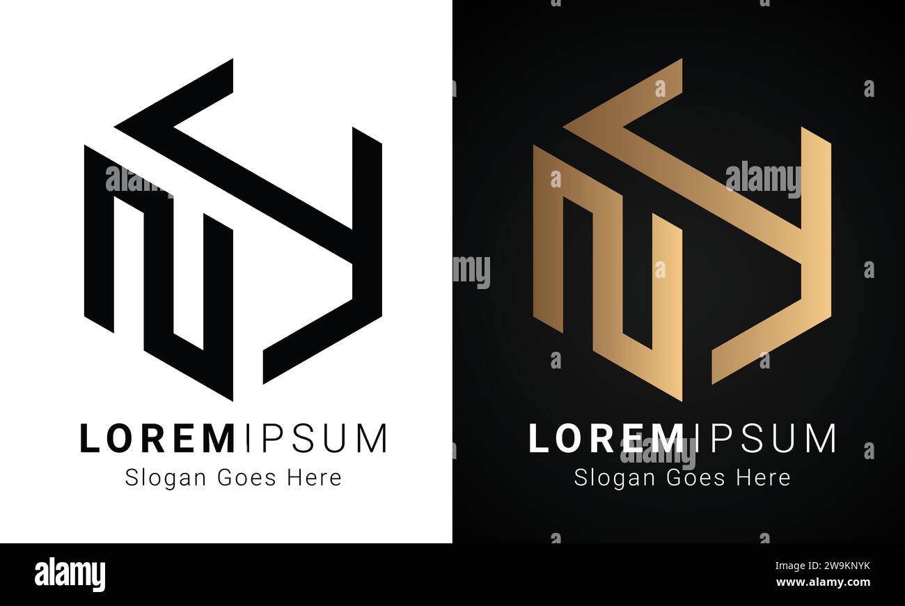 Design initial de luxe NY ou YN Monogram Text Letter logo Design Illustration de Vecteur