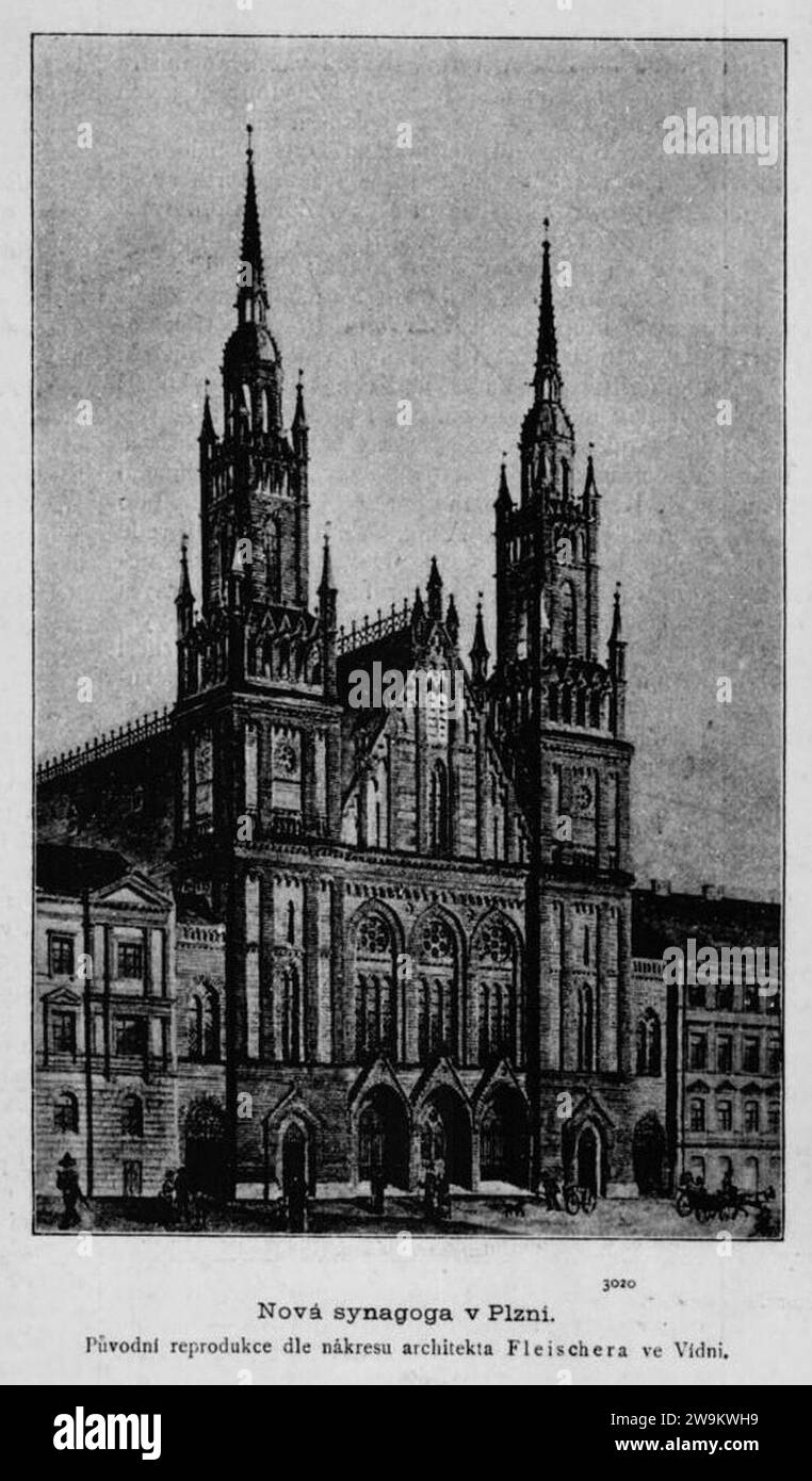 Zlatá Praha, 1889-03-01, Synagoga Plzeň. Banque D'Images