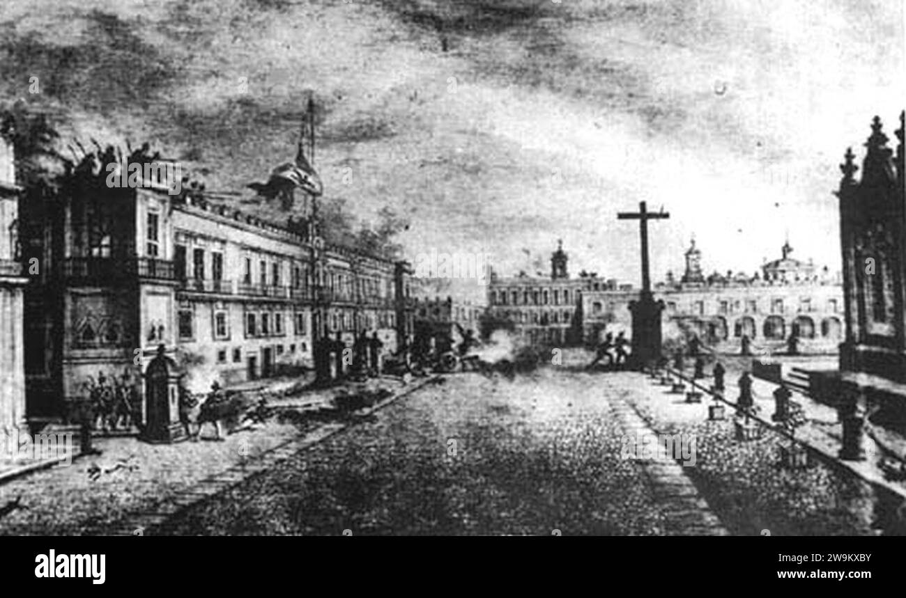 Zocalo · la Plaza Mayor de la Ciudad de México en el año de 1828. Banque D'Images