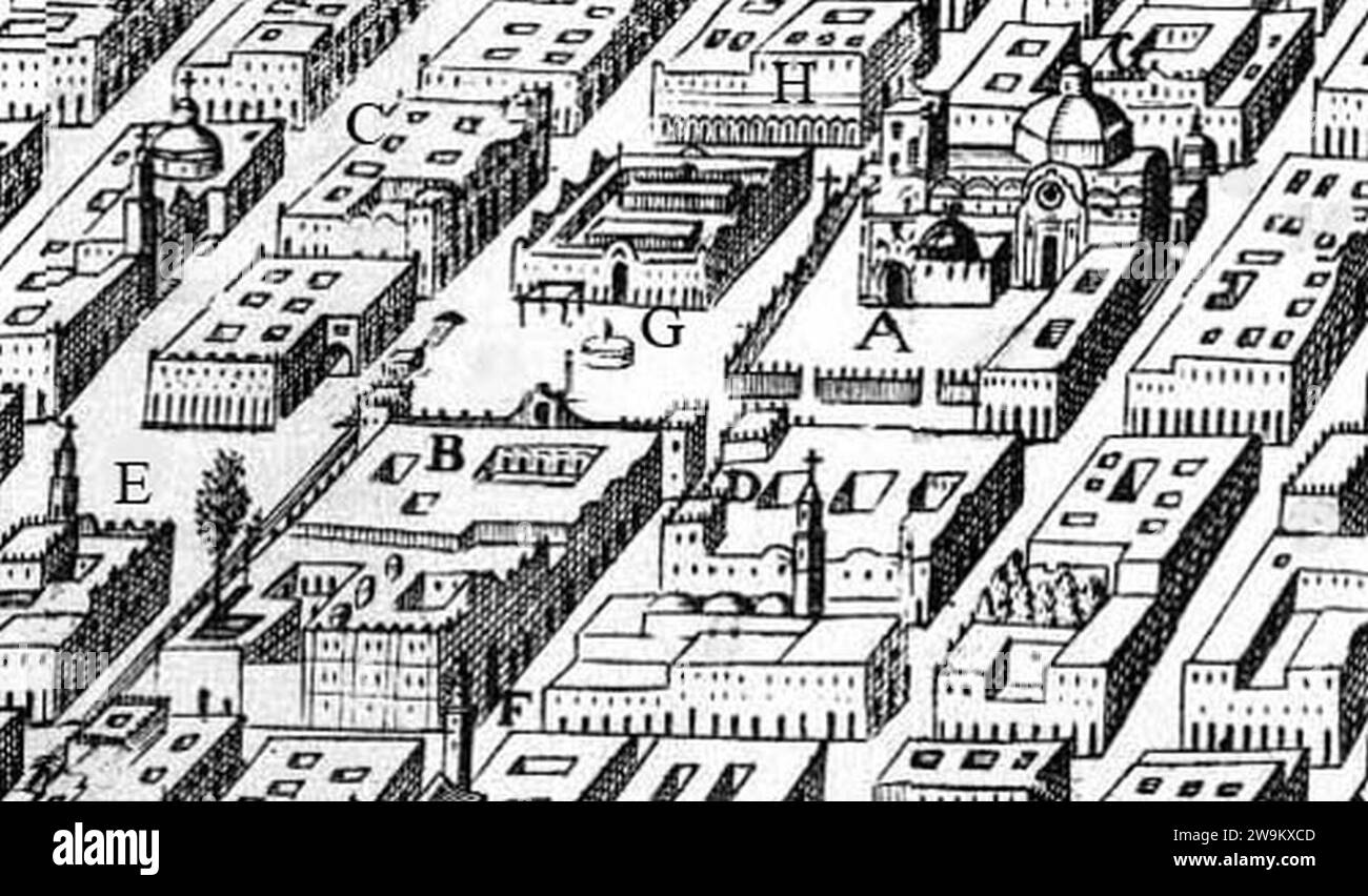 Zocalo · Plaza Mayor de la Ciudad de México, según la traza del plano realizado por Carlos López del Troncoso en 1760. Banque D'Images