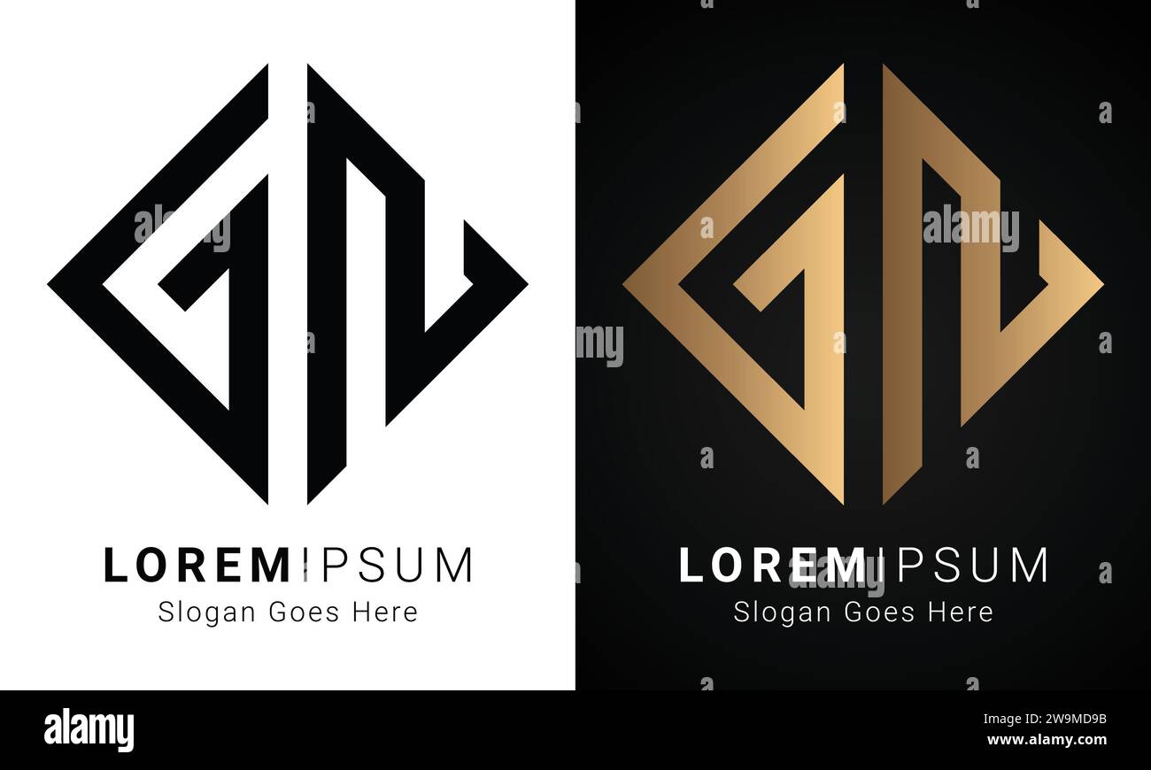 Design de logo de lettre de texte initiale GN ou NG monogramme de luxe Illustration de Vecteur