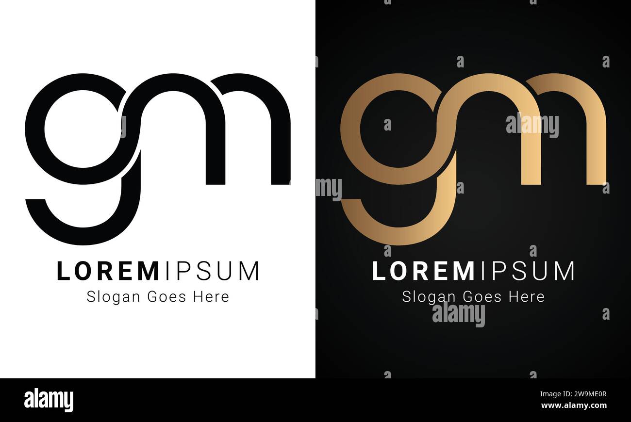 Logo de luxe initial de GM ou MG à lettre textuelle monogramme Illustration de Vecteur