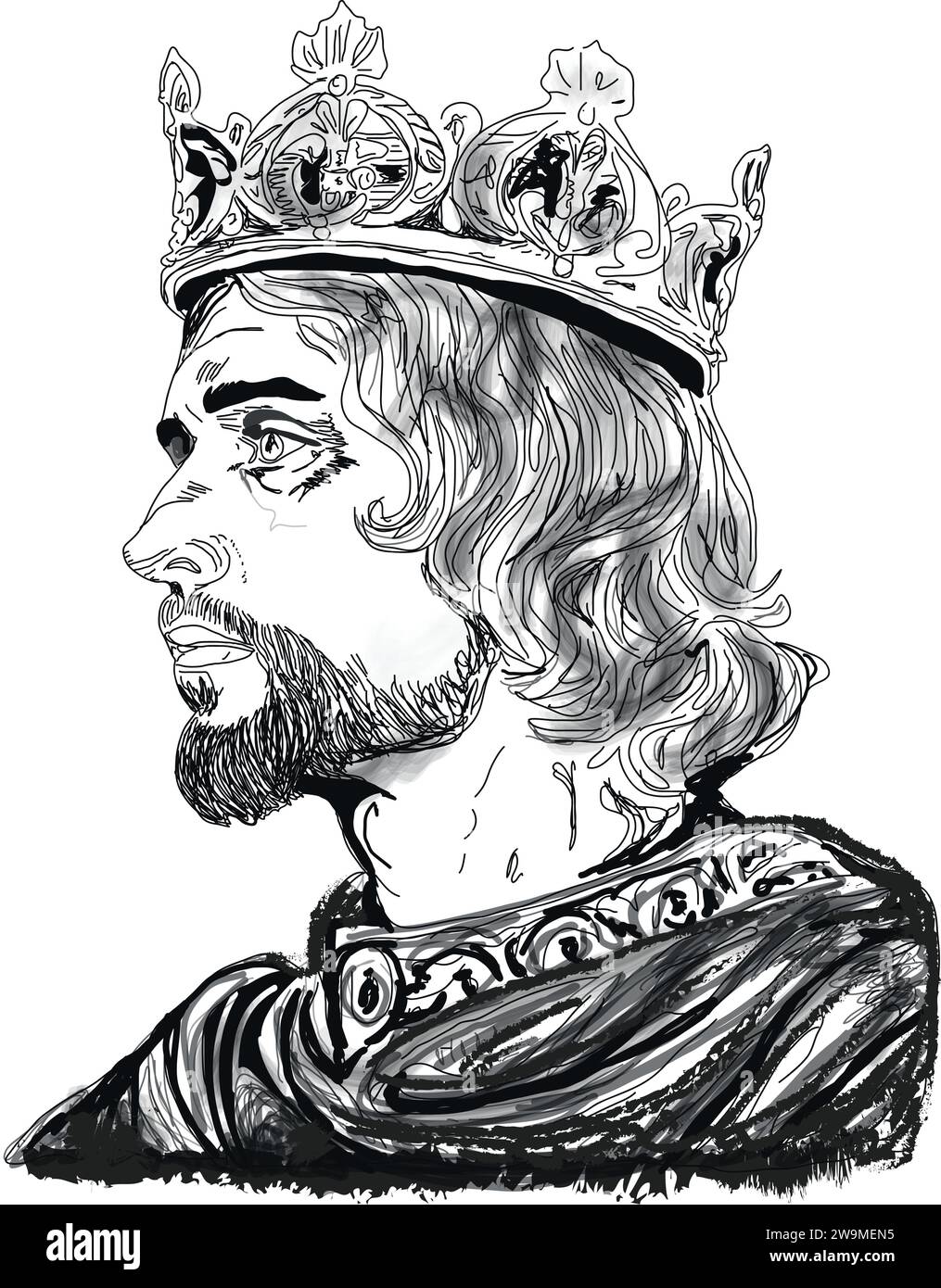 Portrait d'Édouard Ier d'Angleterre, Edward Longshanks (1239 - 1307) Illustration de Vecteur