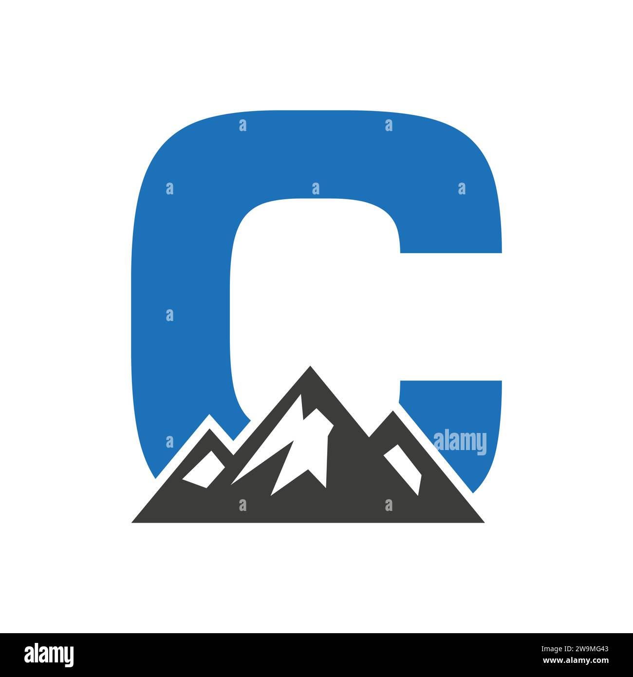 Mount logo sur lettre C, modèle vectoriel de symbole de Mount Hill Illustration de Vecteur