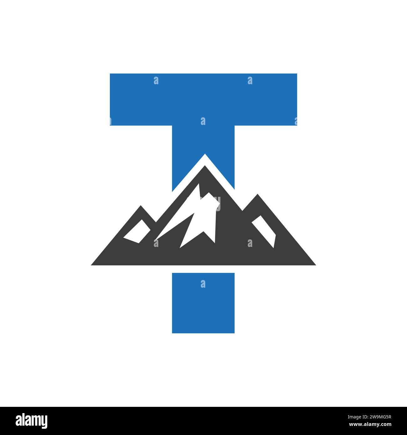 Mount logo sur lettre T, modèle vectoriel de symbole de Mount Hill Illustration de Vecteur