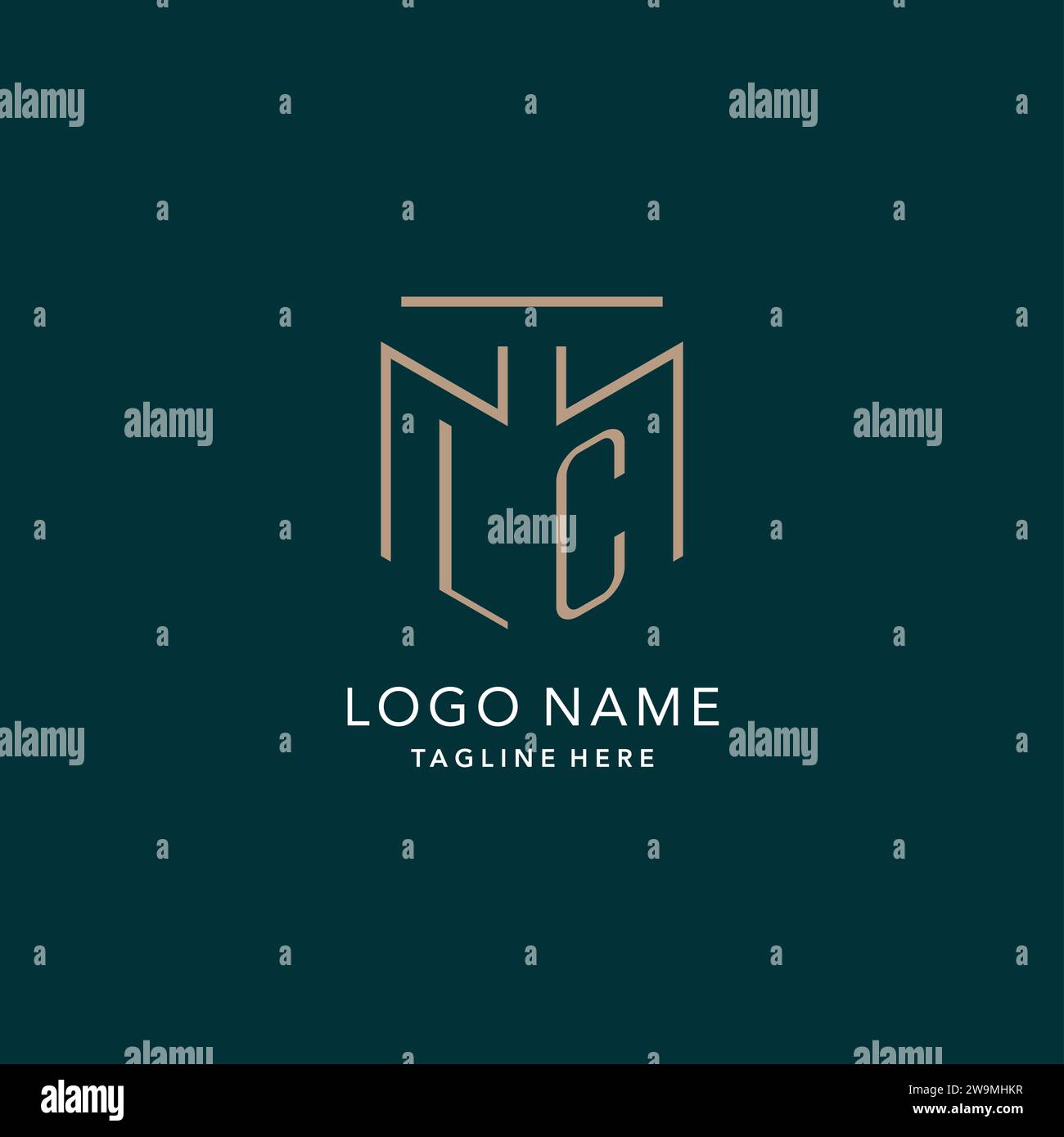 Monogramme de logo LC moderne de luxe avec graphique vectoriel de style monoline géométrique Illustration de Vecteur