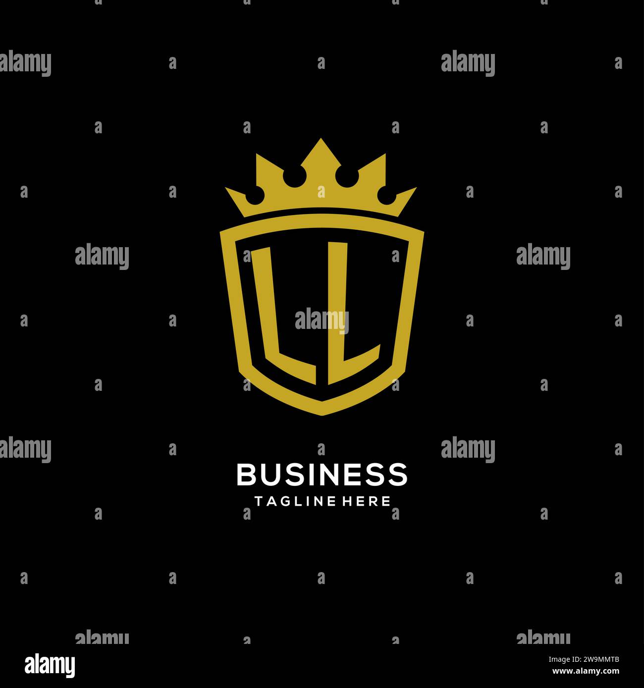 Style de couronne de bouclier de logo LL initial, graphique vectoriel de conception de logo de monogramme élégant de luxe Illustration de Vecteur