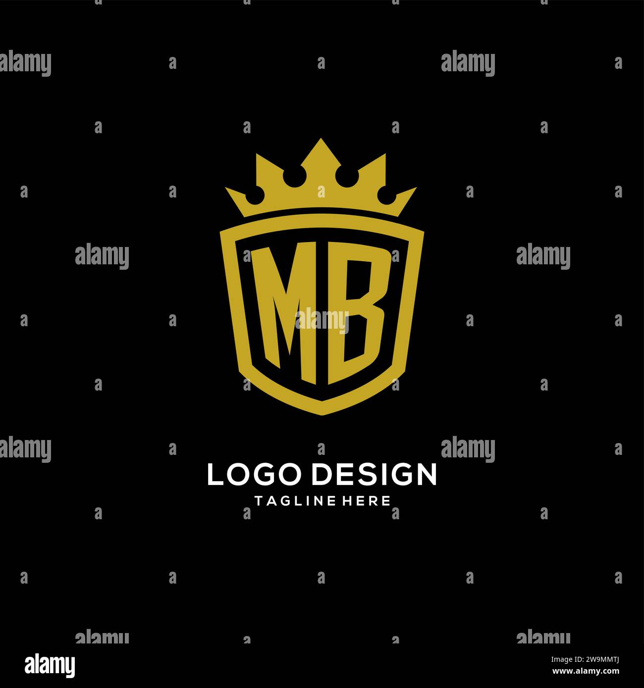 Style de couronne de bouclier de logo MB initial, graphique vectoriel de conception de logo de monogramme élégant de luxe Illustration de Vecteur