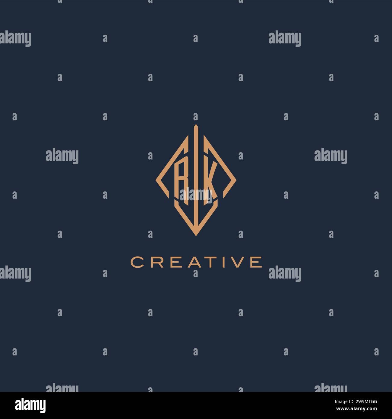 Logo Monogram RK avec style losange diamant, graphisme vectoriel de conception de logo moderne de luxe Illustration de Vecteur