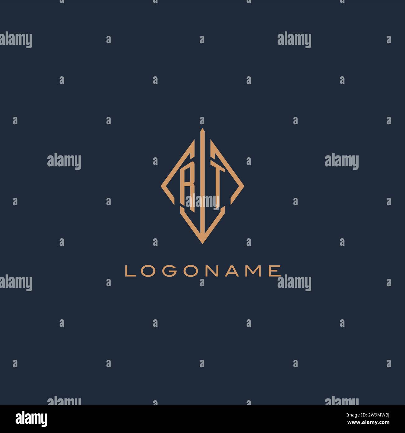 Logo Monogram RT avec style losange diamant, graphique vectoriel de conception de logo moderne de luxe Illustration de Vecteur
