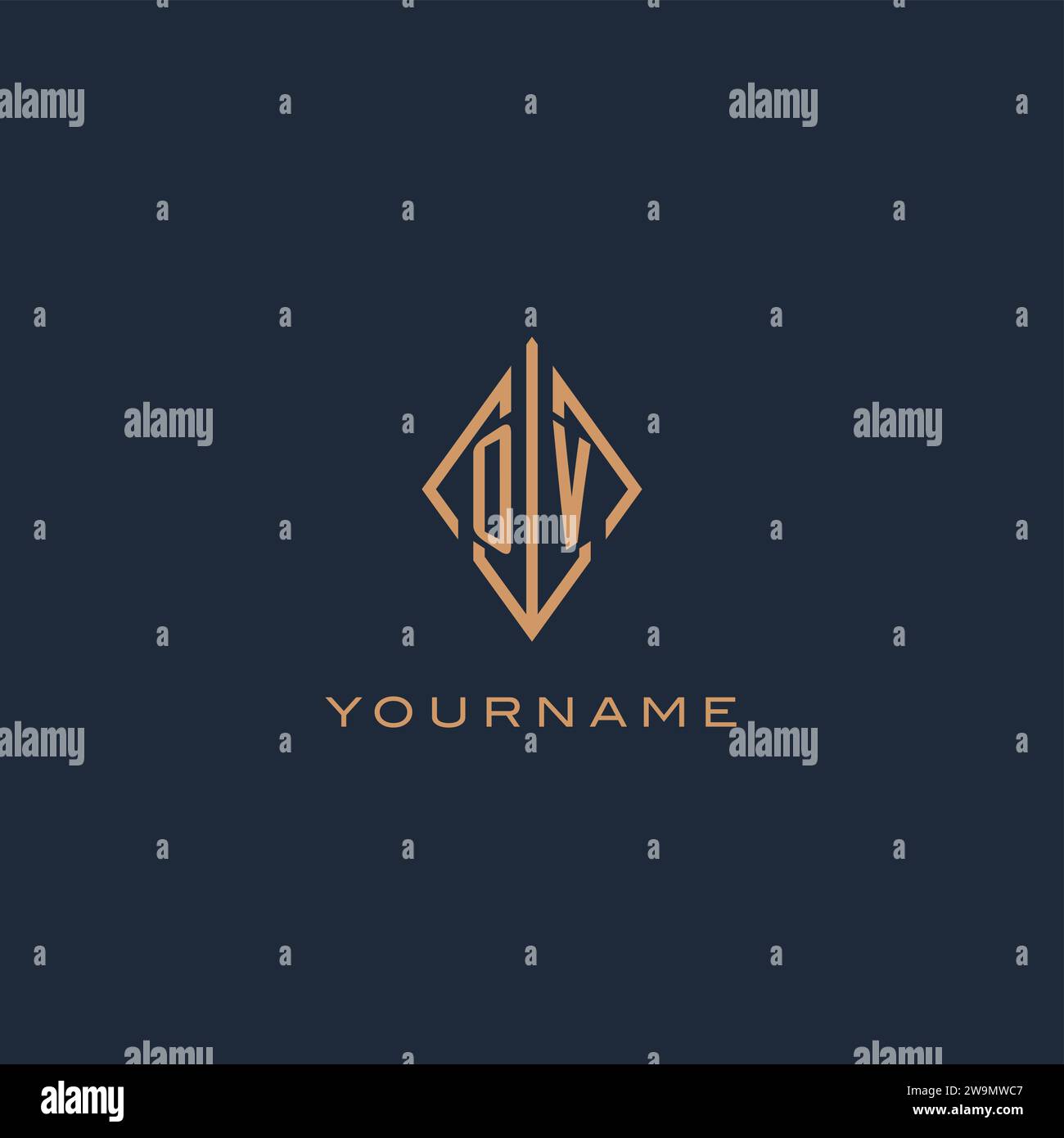 Logo OV monogramme avec style losange diamant, graphique vectoriel de conception de logo moderne de luxe Illustration de Vecteur