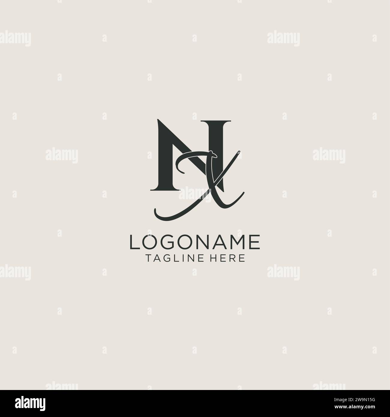 Initiales NX monogramme de lettre avec style de luxe élégant. Image vectorielle de logo personnel et d'identité d'entreprise Illustration de Vecteur