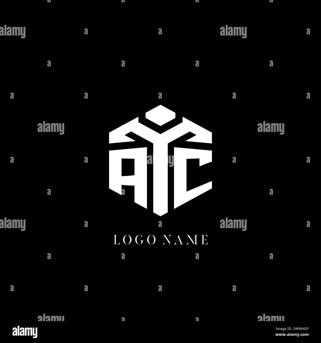 Logo AC initial forme hexagonale graphique vectoriel de style géométrique Illustration de Vecteur