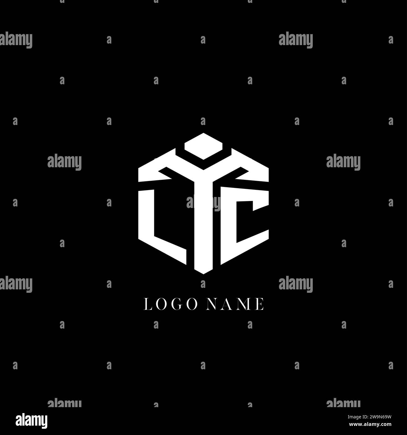 Logo LC initial graphique vectoriel de style géométrique de forme hexagonale Illustration de Vecteur