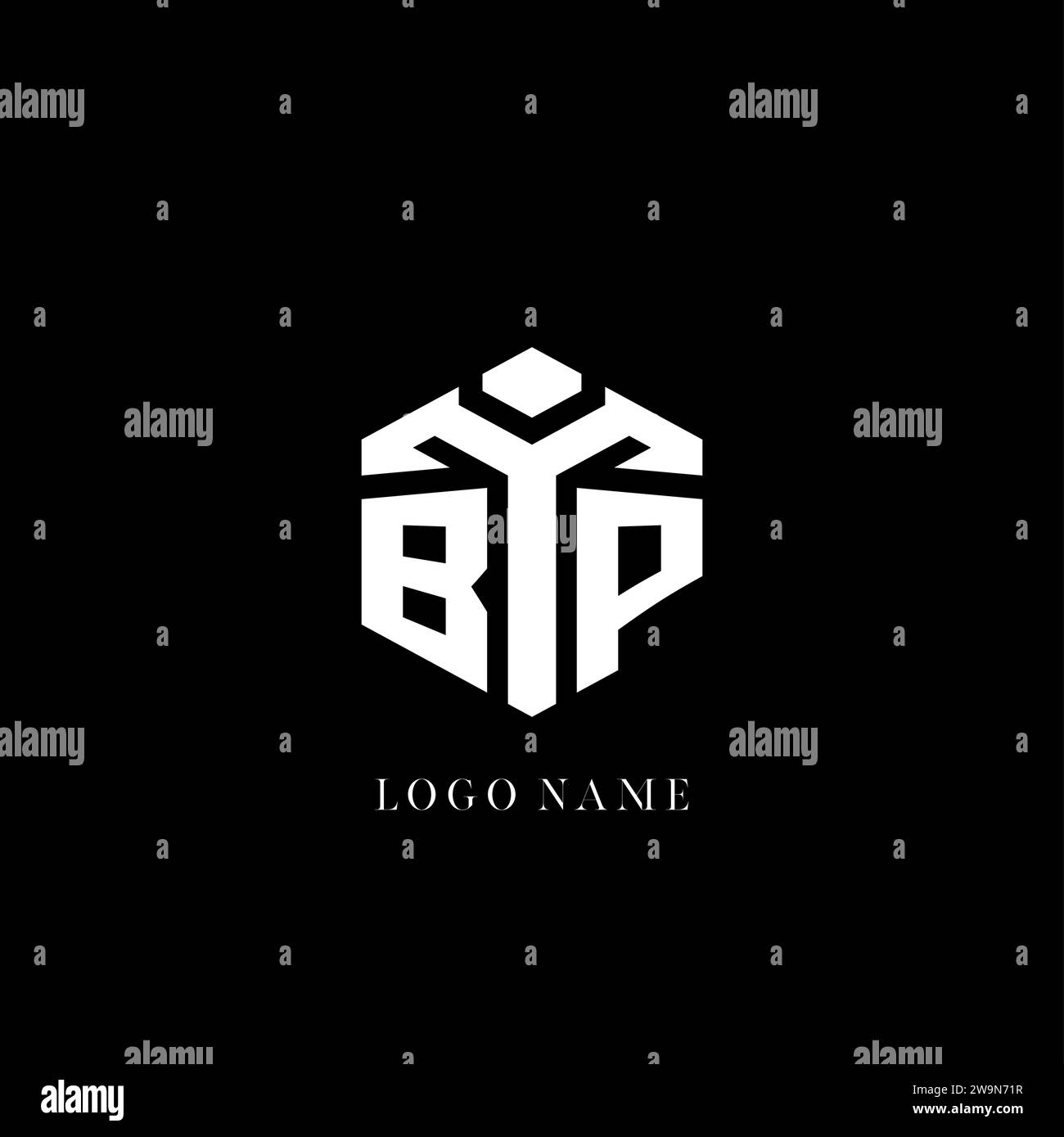 Logo BP initial de forme hexagonale graphique vectoriel de style géométrique Illustration de Vecteur
