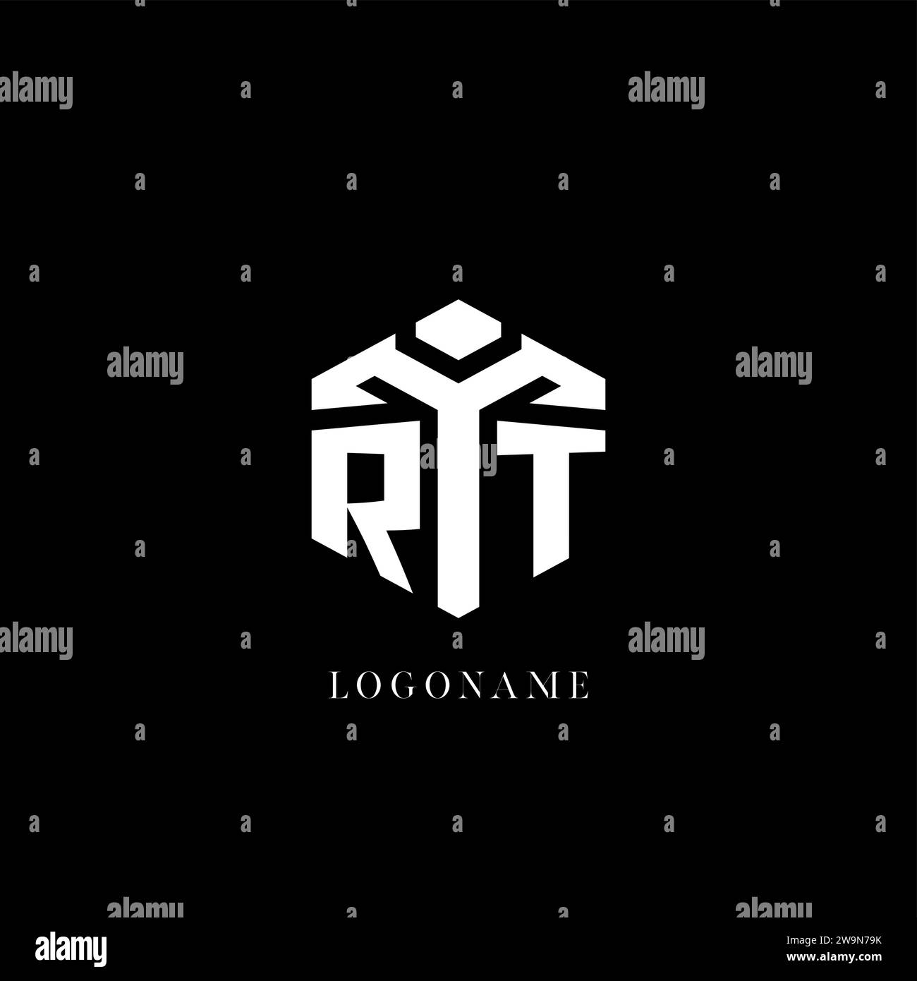 Logo RT initial graphique vectoriel de style géométrique de forme hexagonale Illustration de Vecteur