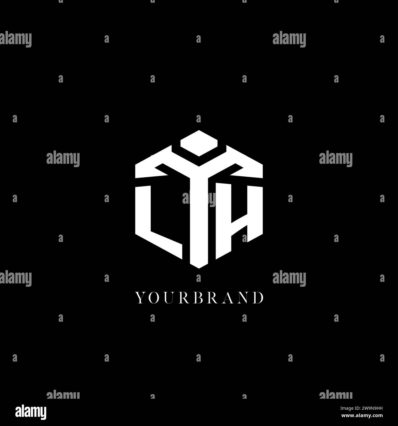 Graphique vectoriel de style géométrique du logo gauche initial en forme d'hexagone Illustration de Vecteur