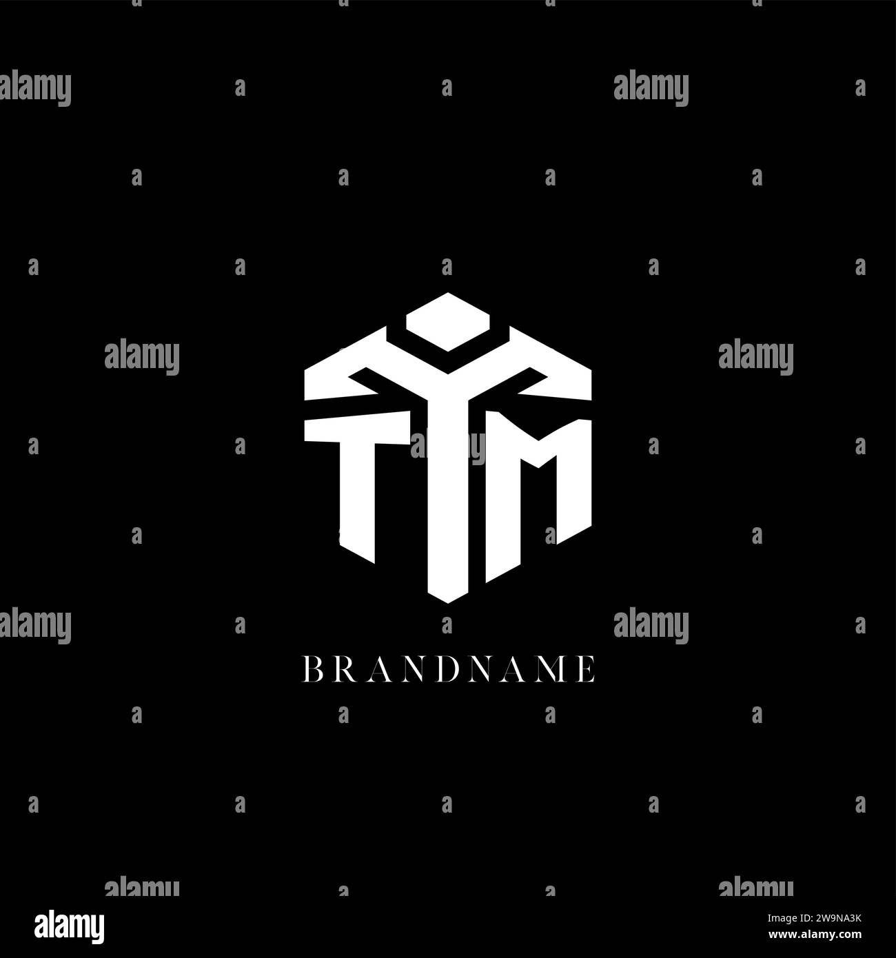 Logo initial TM forme hexagonale graphique vectoriel de style géométrique Illustration de Vecteur