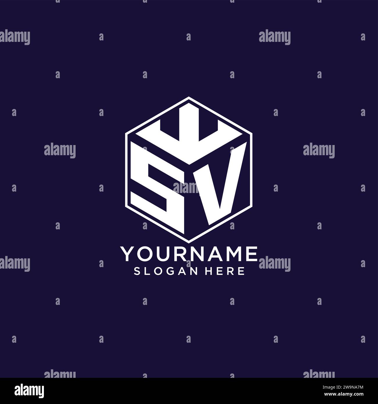 Initiales SV logo forme hexagonale, conception de logo géométrique créatif graphique vectoriel Illustration de Vecteur