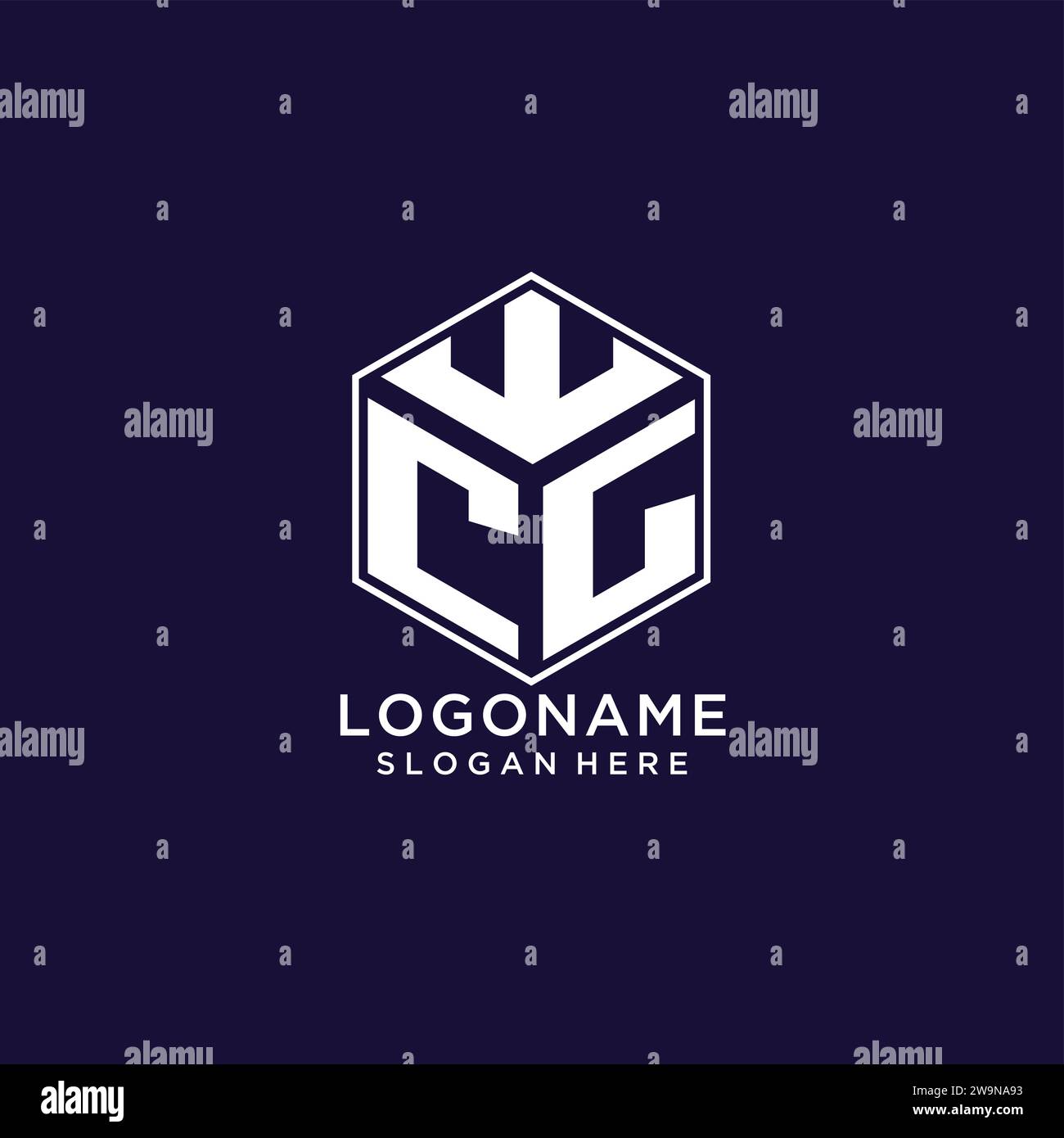 Initiales CG logo forme hexagonale, graphique vectoriel de concept de conception de logo géométrique créatif Illustration de Vecteur
