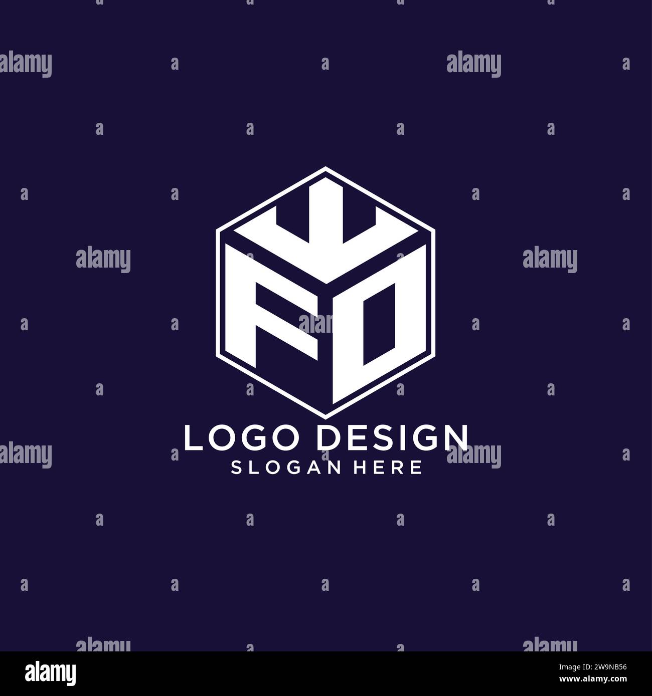 Initiales FO logo forme hexagonale, conception de logo géométrique créatif graphique vectoriel Illustration de Vecteur