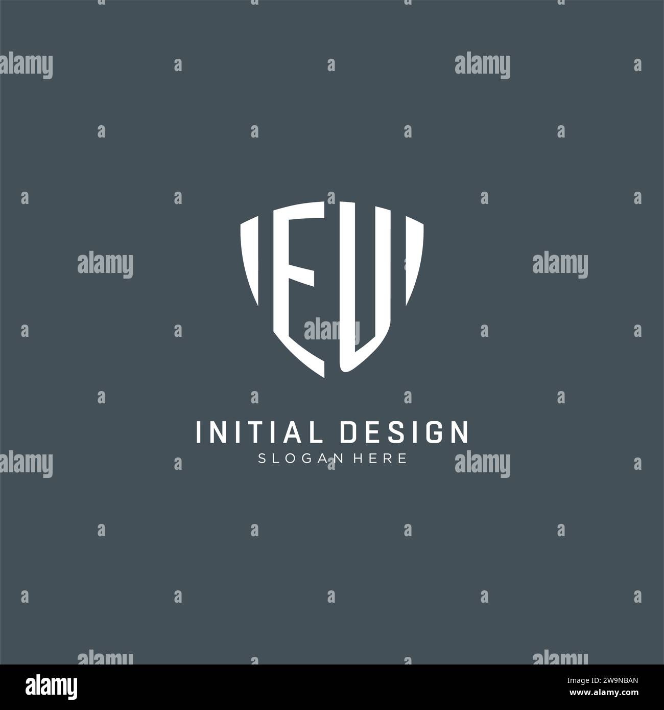 Initiales eu logo Shield forme de garde, graphisme vectoriel de concept de conception de logo créatif Illustration de Vecteur