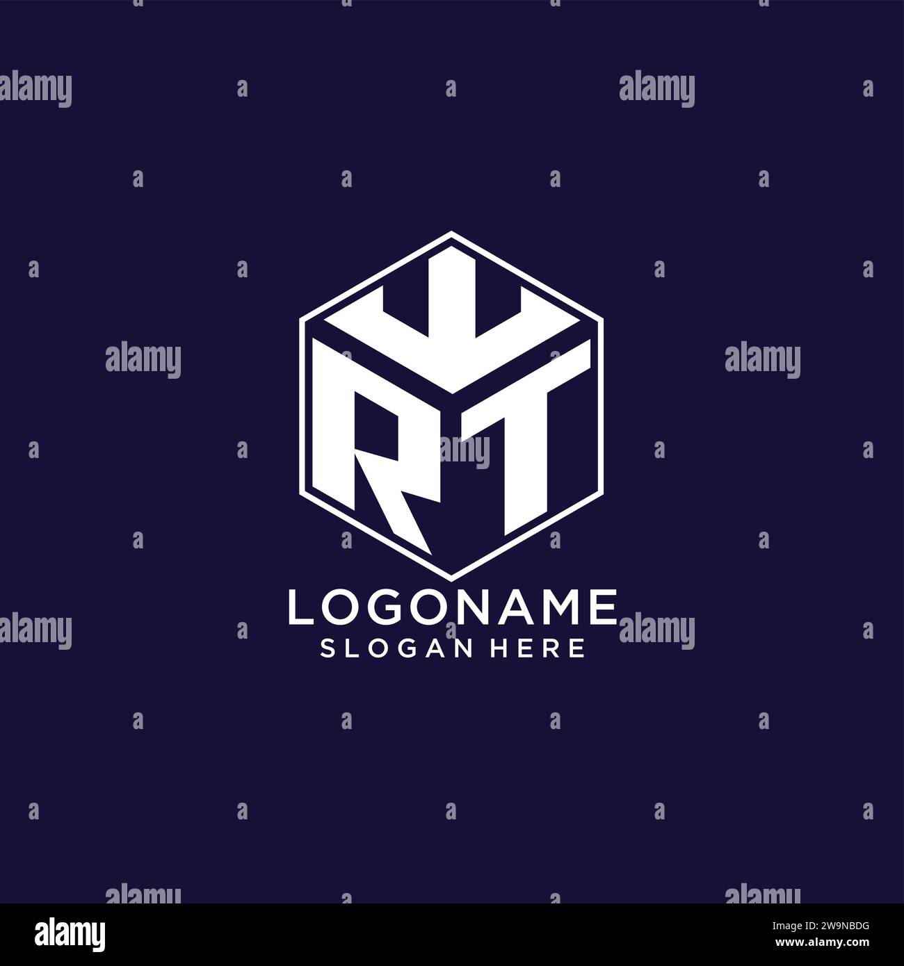 Initiales RT logo forme hexagonale, conception graphique vectorielle de concept de conception de logo géométrique créatif Illustration de Vecteur