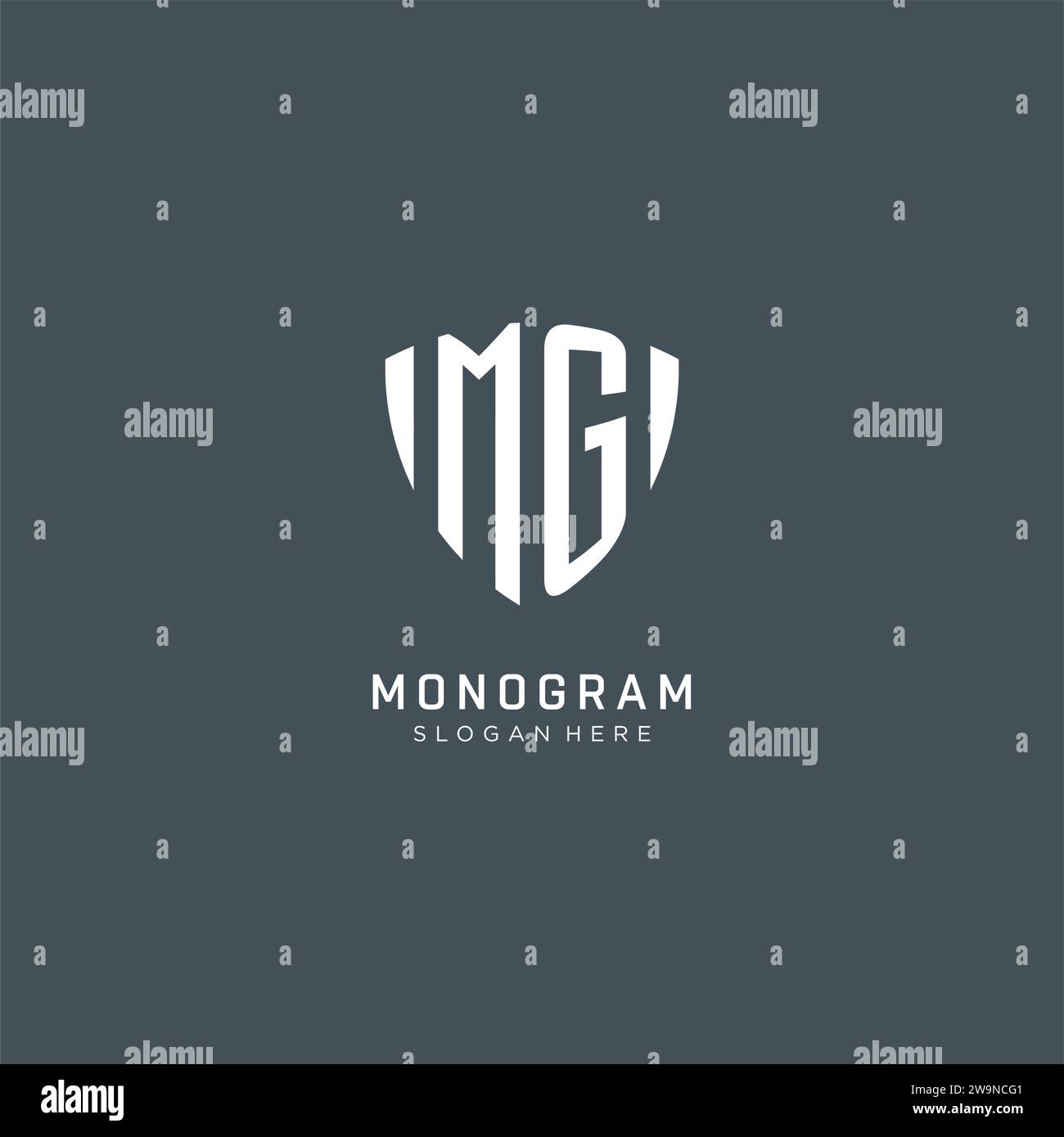 Initiales MG logo forme de protection de bouclier, graphisme vectoriel de concept de conception de logo créatif Illustration de Vecteur