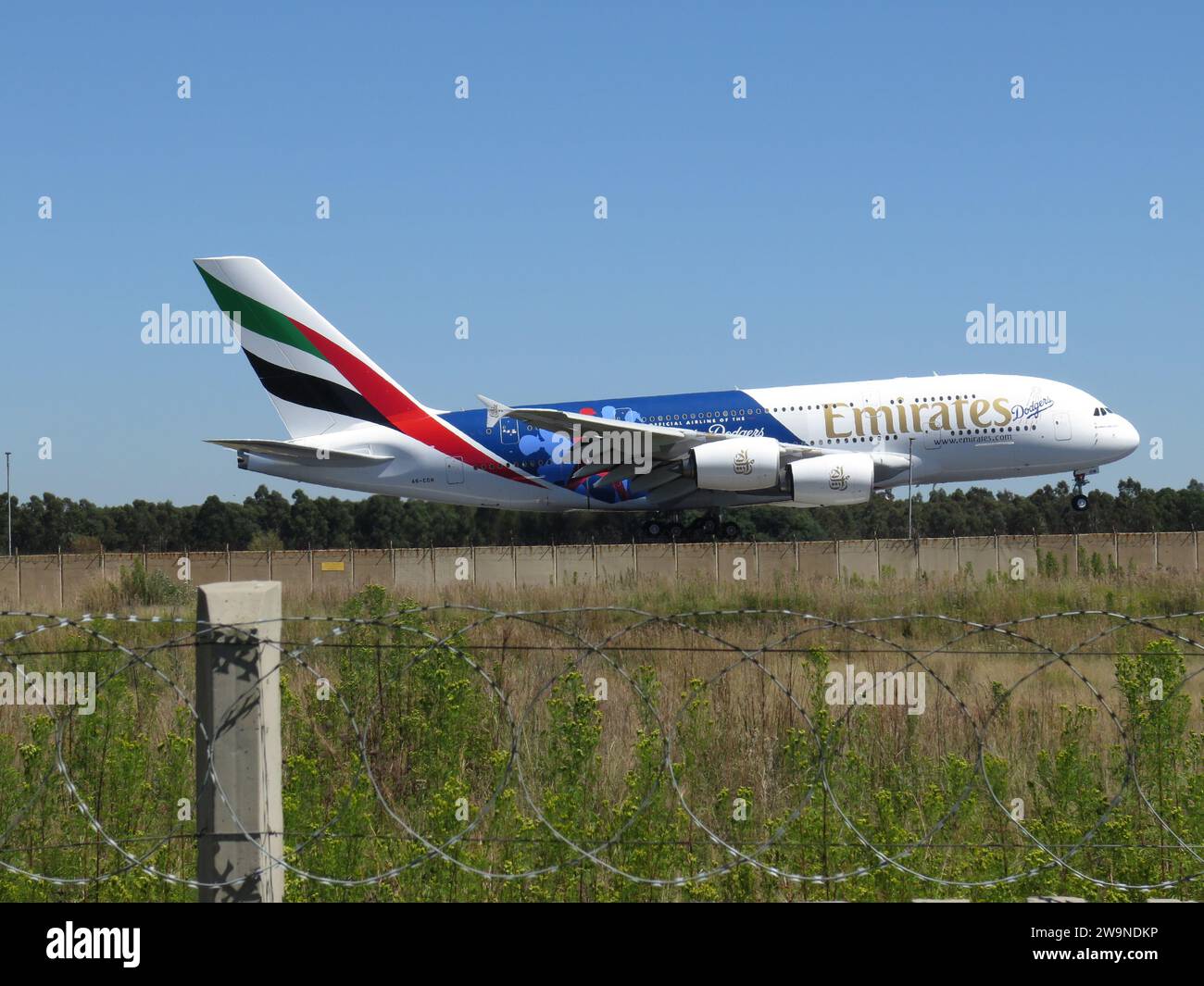 Atterrissage de l'A380 d'Emirates Banque D'Images