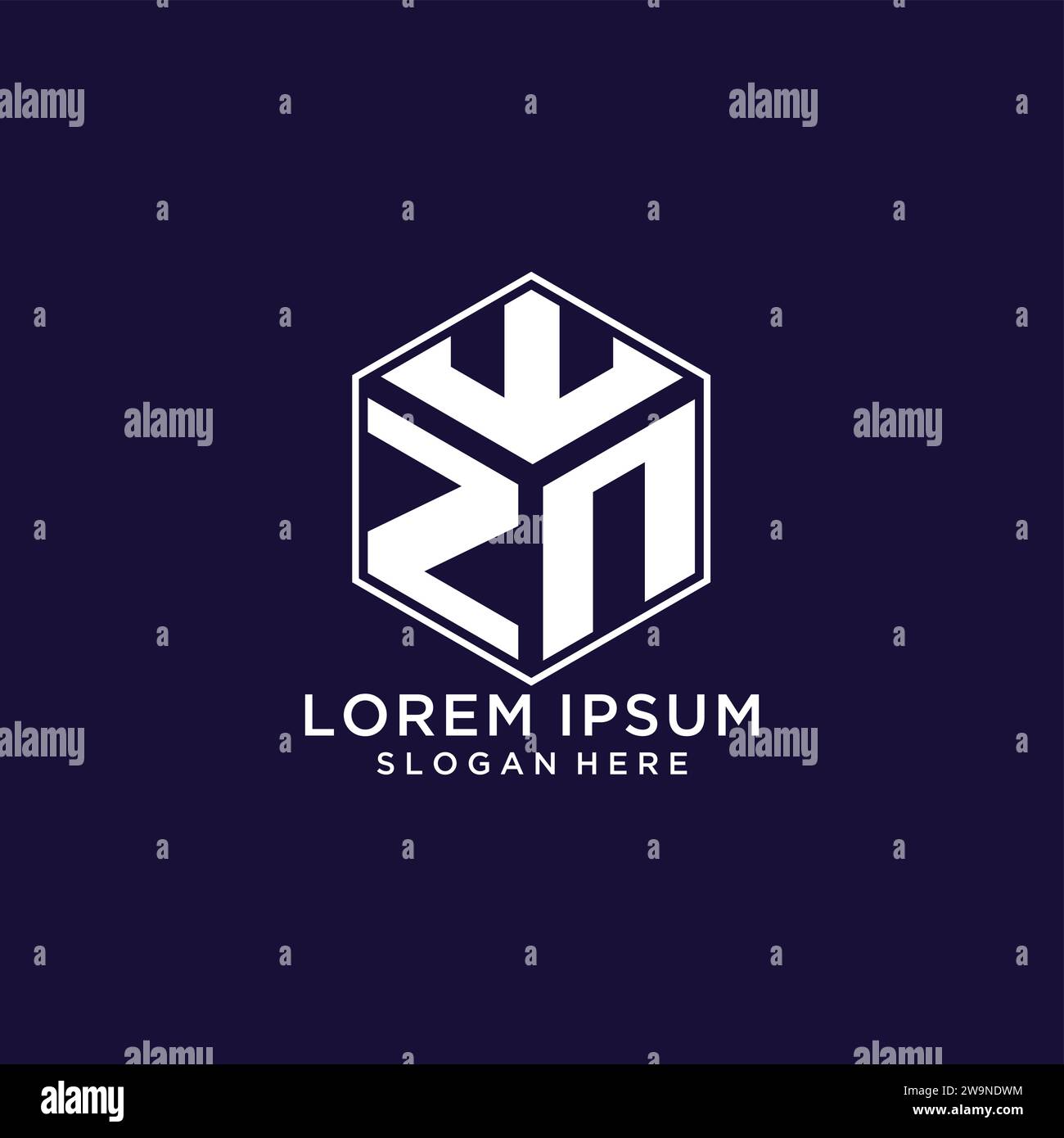 Initiales ZN logo forme hexagonale, graphique vectoriel de concept de conception de logo géométrique créatif Illustration de Vecteur