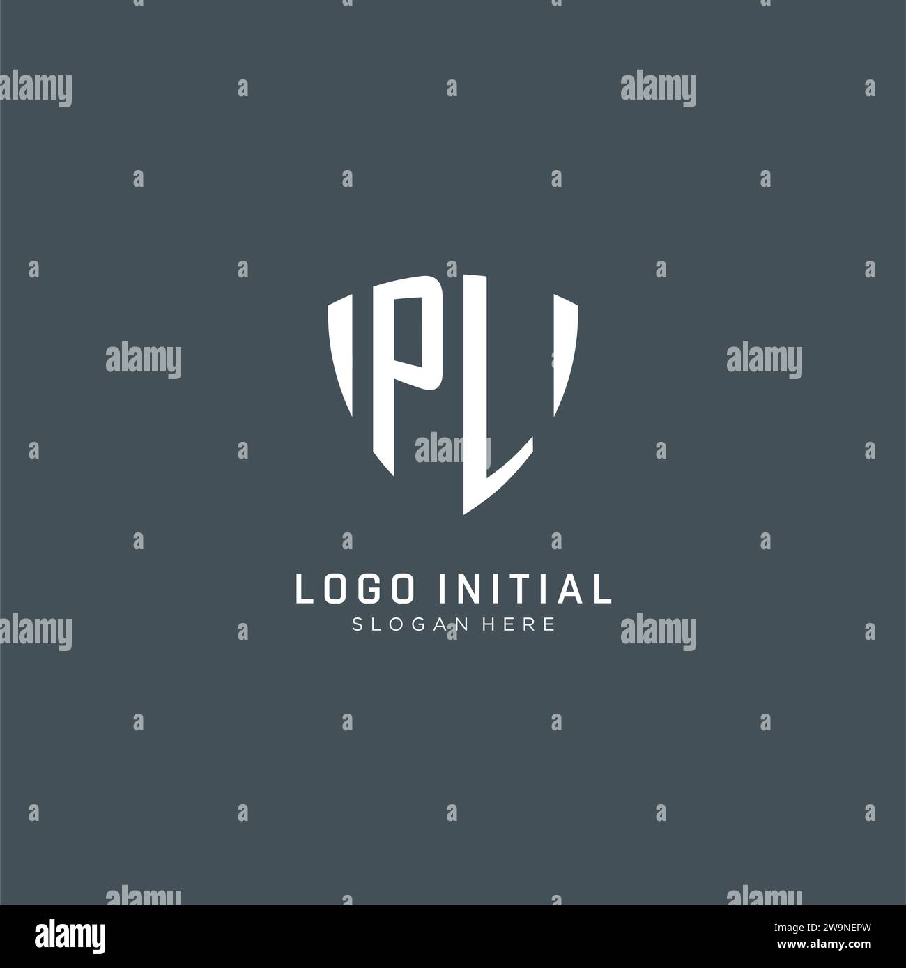 Initiales PL forme de protection de bouclier de logo, graphisme vectoriel de concept de conception de logo créatif Illustration de Vecteur
