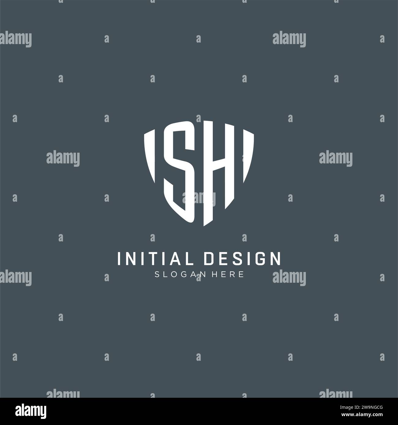 Initiales SH logo Shield forme de protection, graphisme vectoriel de concept de conception de logo créatif Illustration de Vecteur