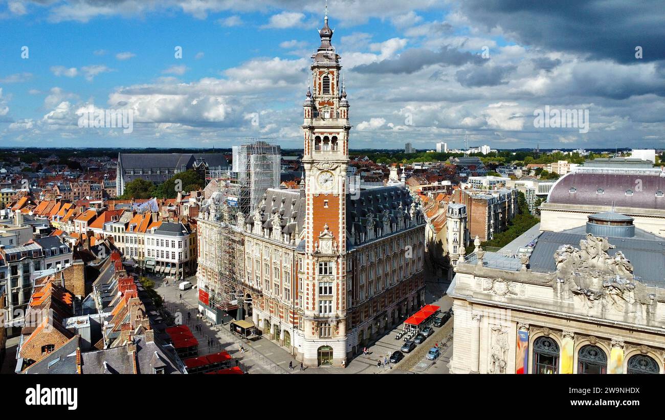 Drone photo Lille Beffroi France europe Banque D'Images