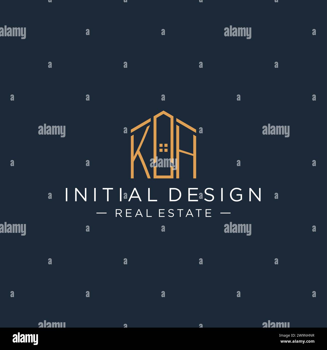 Lettre initiale logo KH avec forme de maison abstraite, graphisme vectoriel de conception de logo immobilier de luxe et moderne Illustration de Vecteur