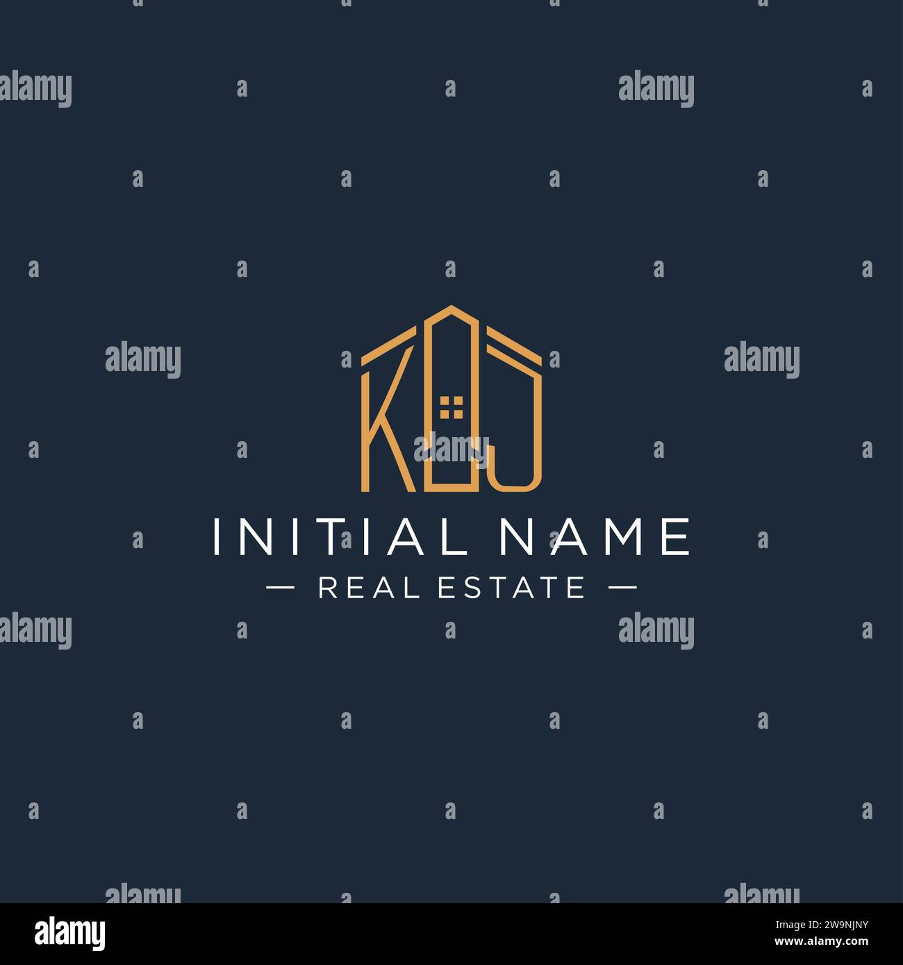 Lettre initiale logo KJ avec forme de maison abstraite, graphisme vectoriel de conception de logo immobilier de luxe et moderne Illustration de Vecteur