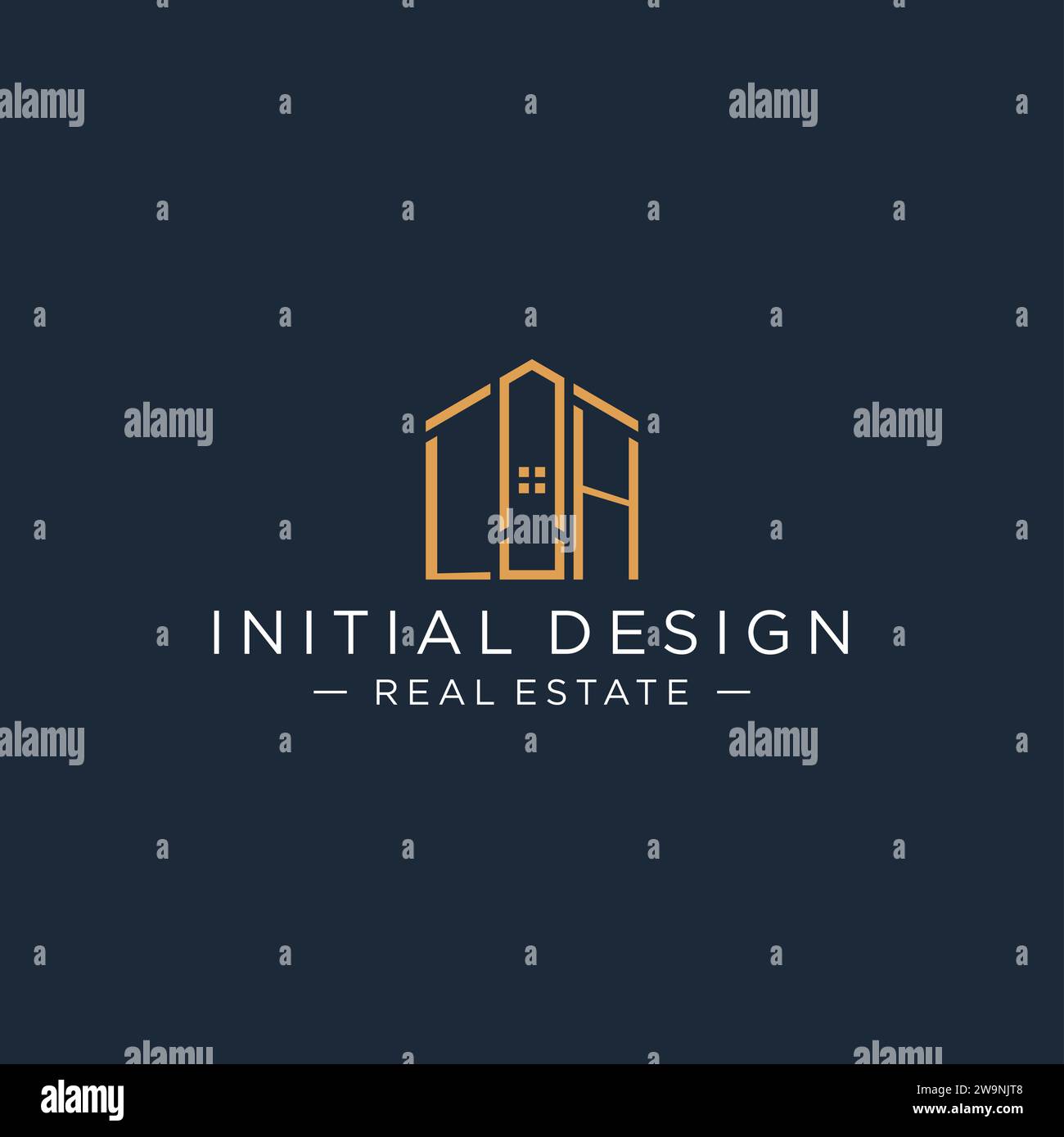 Lettre initiale logo LH avec forme de maison abstraite, graphisme vectoriel de conception de logo immobilier de luxe et moderne Illustration de Vecteur