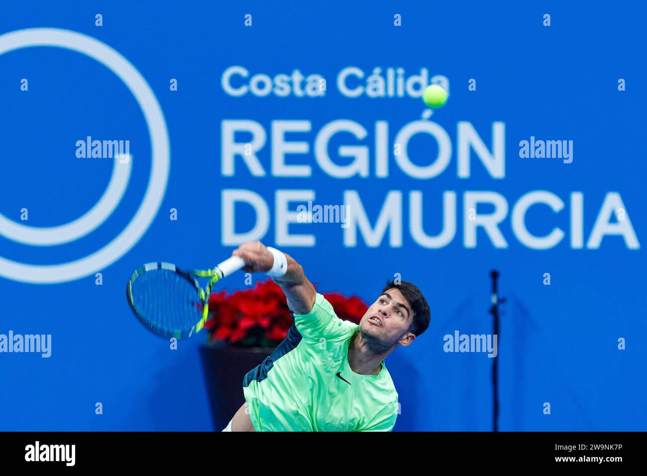 Murcie, Espagne. 28 décembre 2023. Match de tennis entre Carlos Alcaraz et Roberto Bautista au trophée Copa Carlos Alcaraz à Murcie © ABEL F. ROS/Alamy Live News Banque D'Images