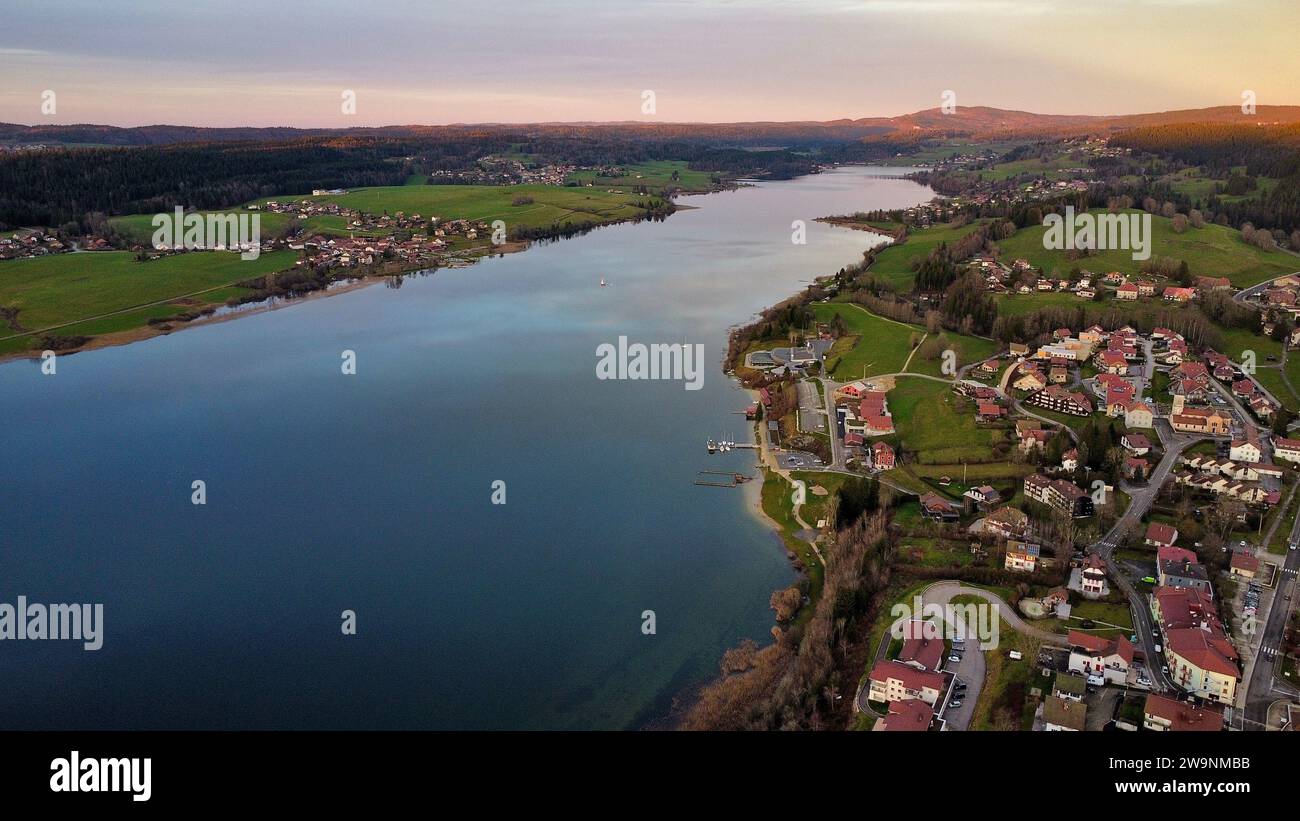 Drone photo lac Saint point, lac saint point Jura France Europe Banque D'Images