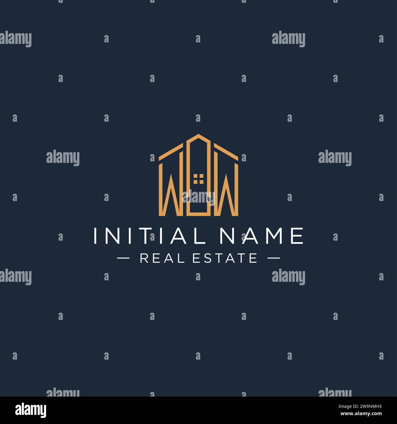 Lettre initiale logo WW avec forme de maison abstraite, graphisme vectoriel de conception de logo immobilier de luxe et moderne Illustration de Vecteur