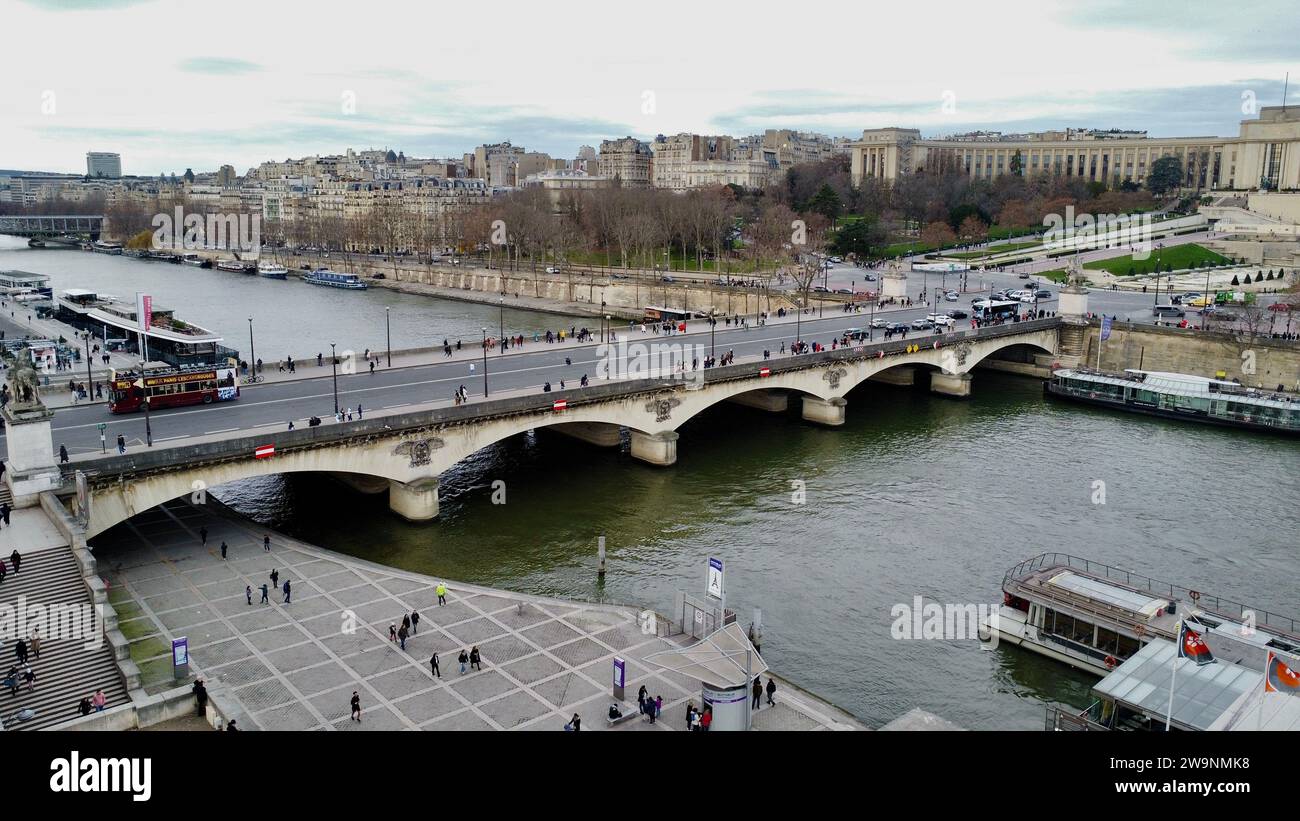 Drone photo Pont Iena, pont d'Iéna Paris France Europe Banque D'Images