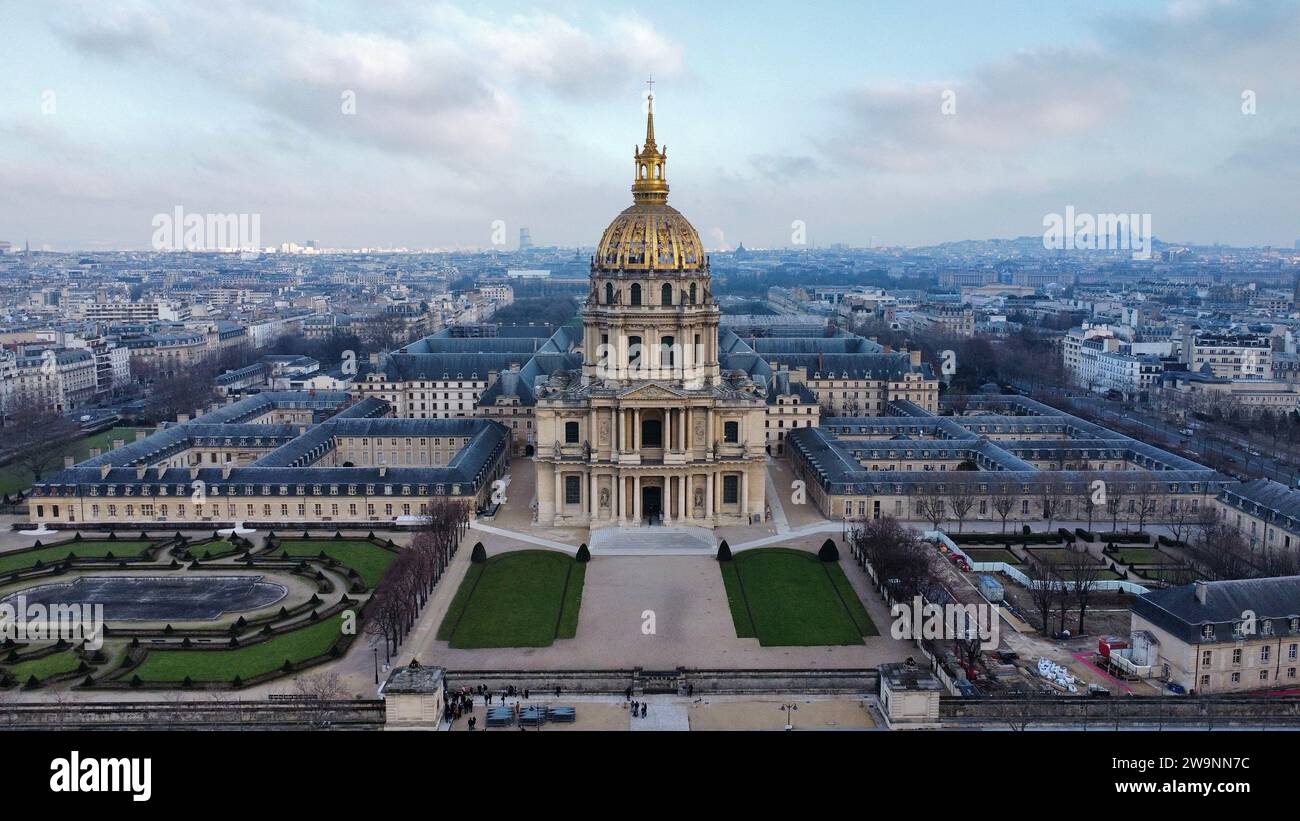 Drone photo Invalides Hôtel Paris France Europe Banque D'Images